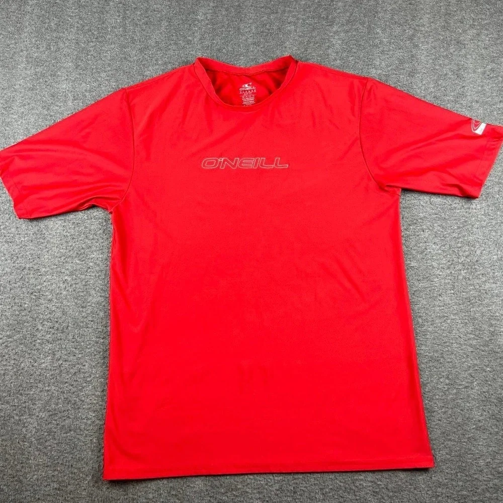 O'Neill Men's XL Slim Fit Short Sleeve Rash Guard Red Swim Surf‎ Shirt RN77131